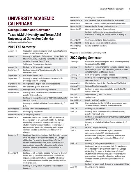 Texas A M University Calendar